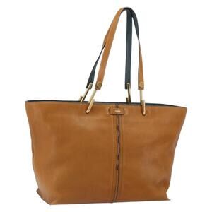 Chloe Kelly Tote Bag Leather Brown Gold Auth BA9368